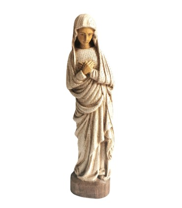 Statue de la Vierge de l'annonciation en bois - 25cm
