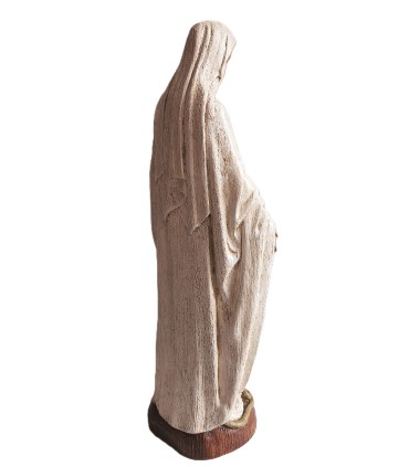Vierge Notre Dame de grâce - Bois - 32 cm - manteau blanc