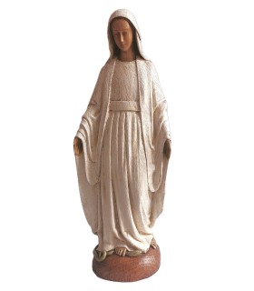 Vierge Notre Dame de grâce - Bois - 32 cm - manteau blanc