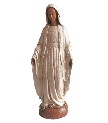 Vierge Notre Dame de grâce - Bois - 32 cm - manteau blanc
