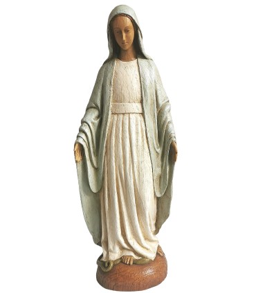 Vierge Notre Dame de grâce - Bois - 32 cm - manteau blanc