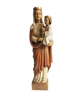 Grande statue Vierge Marie Reine en bois de 50cm