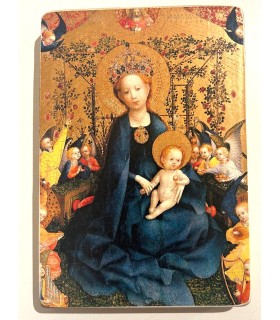 Icône - Vierge à la treille de roses 14 cm x 10 cm // 22 cm x 17 cm