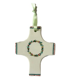 Médaillon en céramique ruban rose - Abbaye du Pesquié