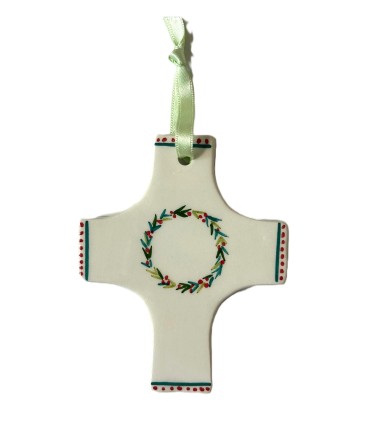 Médaillon en céramique ruban rose - Abbaye du Pesquié