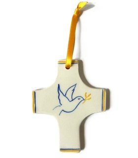 Médaillon en céramique ruban rose - Abbaye du Pesquié