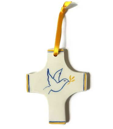 Médaillon en céramique ruban rose - Abbaye du Pesquié