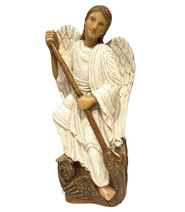 Statue Bon pasteur en dolomie de 39 cm - Robe blanche