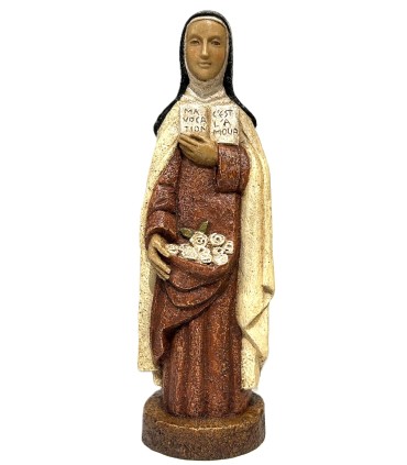 Statue Bon pasteur en dolomie de 39 cm - Robe blanche