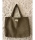 Grand sac cabas en velours taupe