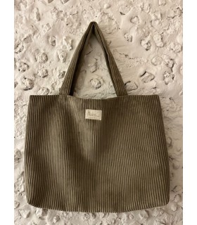 Grand sac cabas en velours taupe