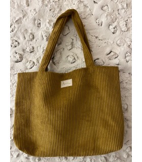 Grand sac cabas en velours ocre