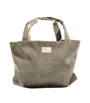Grand sac cabas en velours taupe