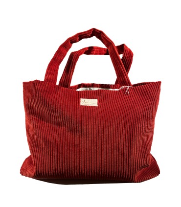 Grand sac cabas en velours rouge