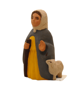 Petit santon de Dourgne - Bergère au mouton