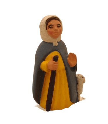 Petit santon de Dourgne - Bergère au mouton