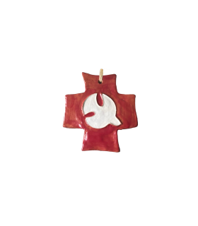 Croix colombe cerise