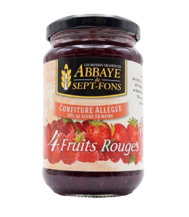Confiture allégée aux fruits rouges par l'abbaye des Sept-Fons