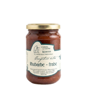 Confiture rhubarbe-fraise artisanale et riche en fruits - Carmel du Havre